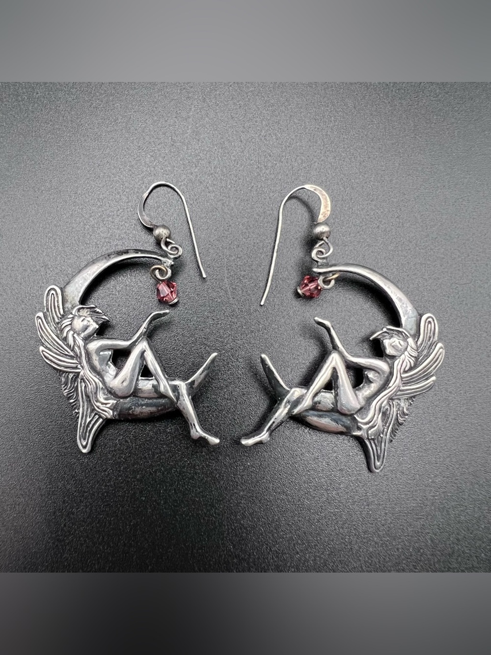 Sterling Silver Moon Fairy Earrings